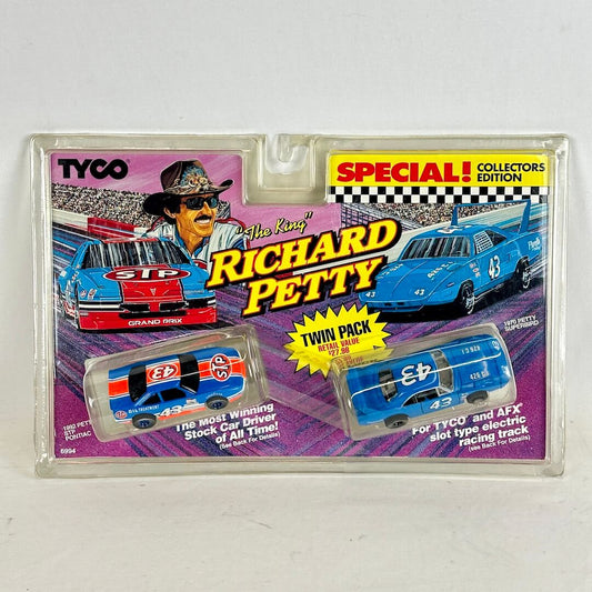 Richard Petty Twin Pack toy car set in packaging with Tyco branding