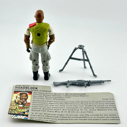 Action figure with accessories and a card on a white background
