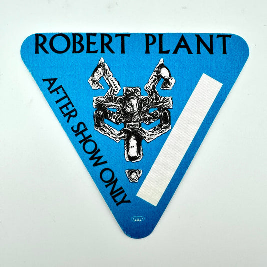 Blue triangle-shaped pass with 'Robert Plant' and 'After Show Only' text on a white background
