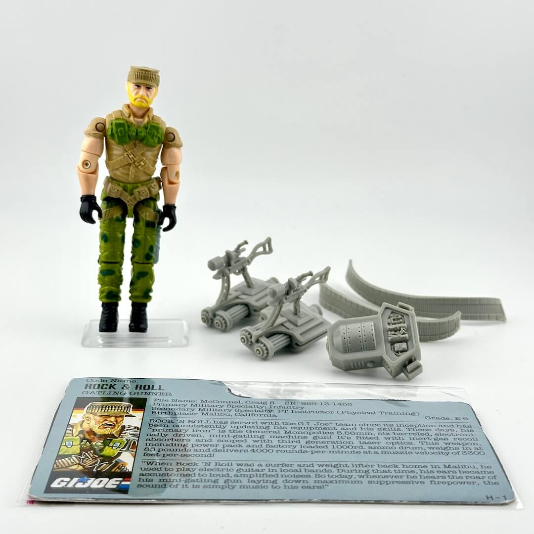 GI Joe action figure with accessories an dcard against white background.