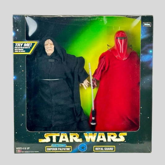 Star Wars action figure packaging with Emperor Palpatine and Royal Guard figures.