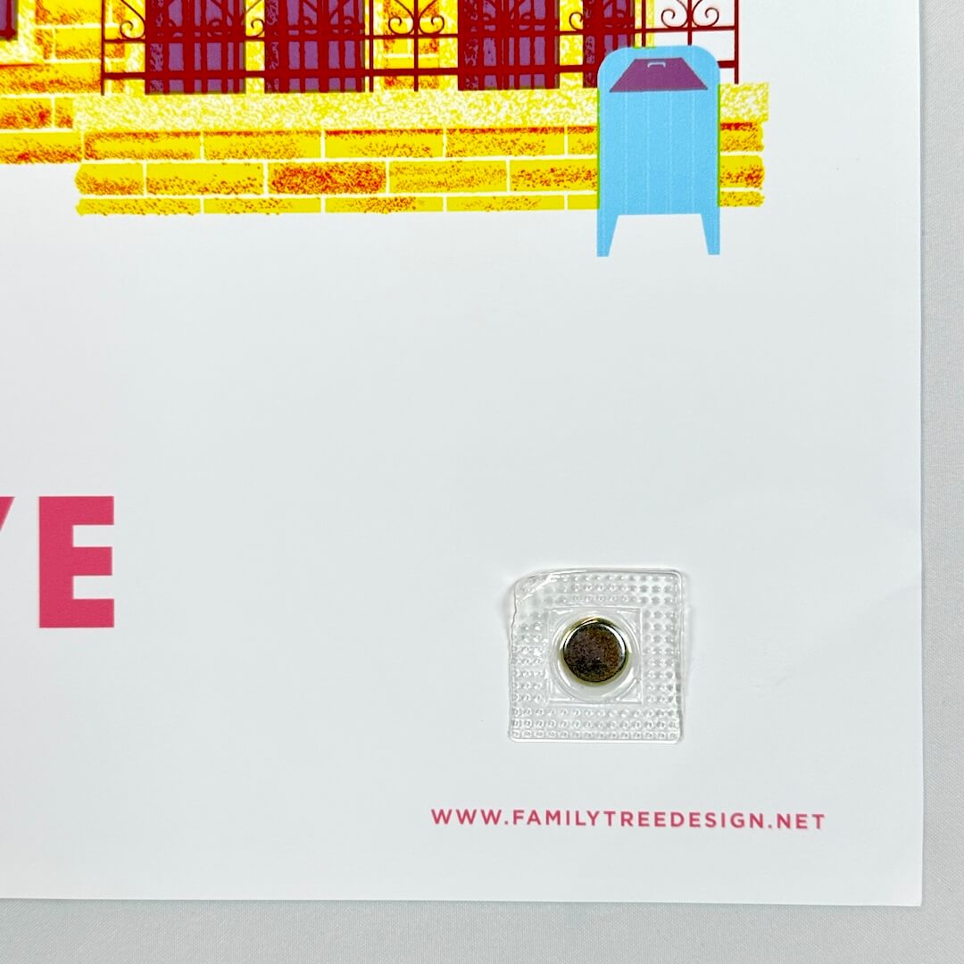 Bottom right corner of poster featuring art source website. 