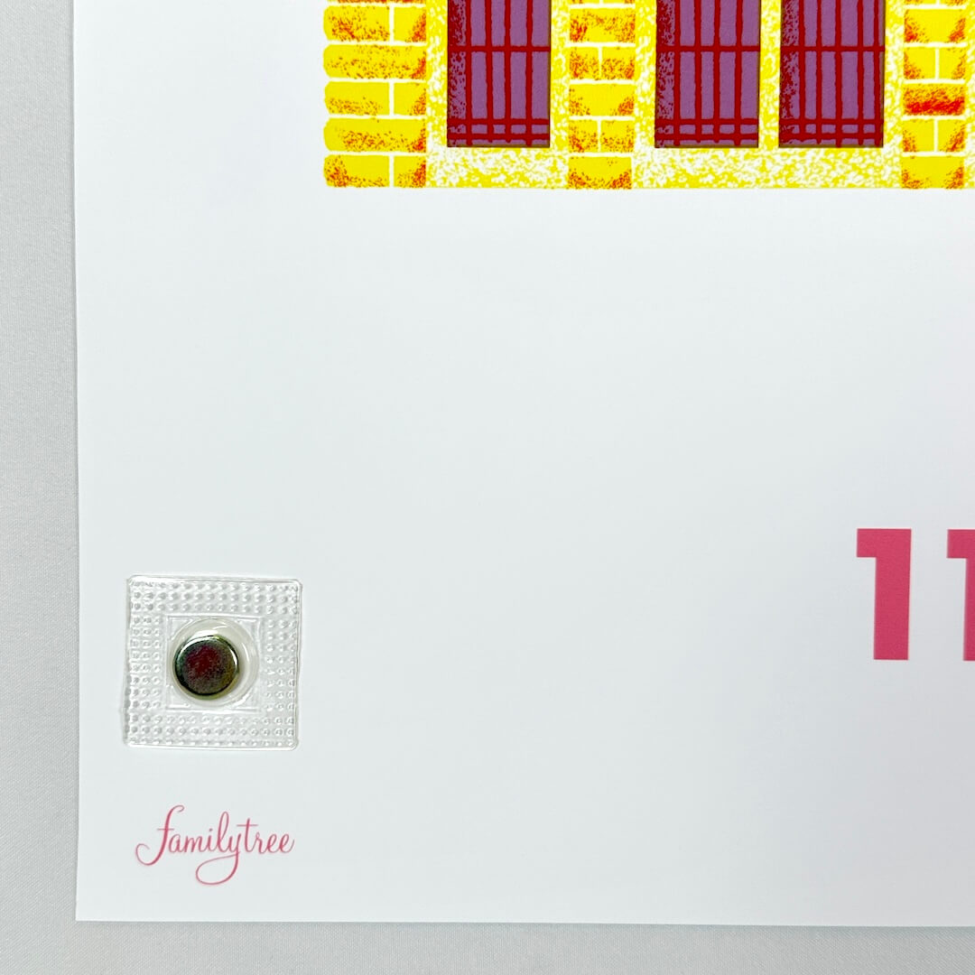 Bottom left corner featuring logo and crisp corner. 