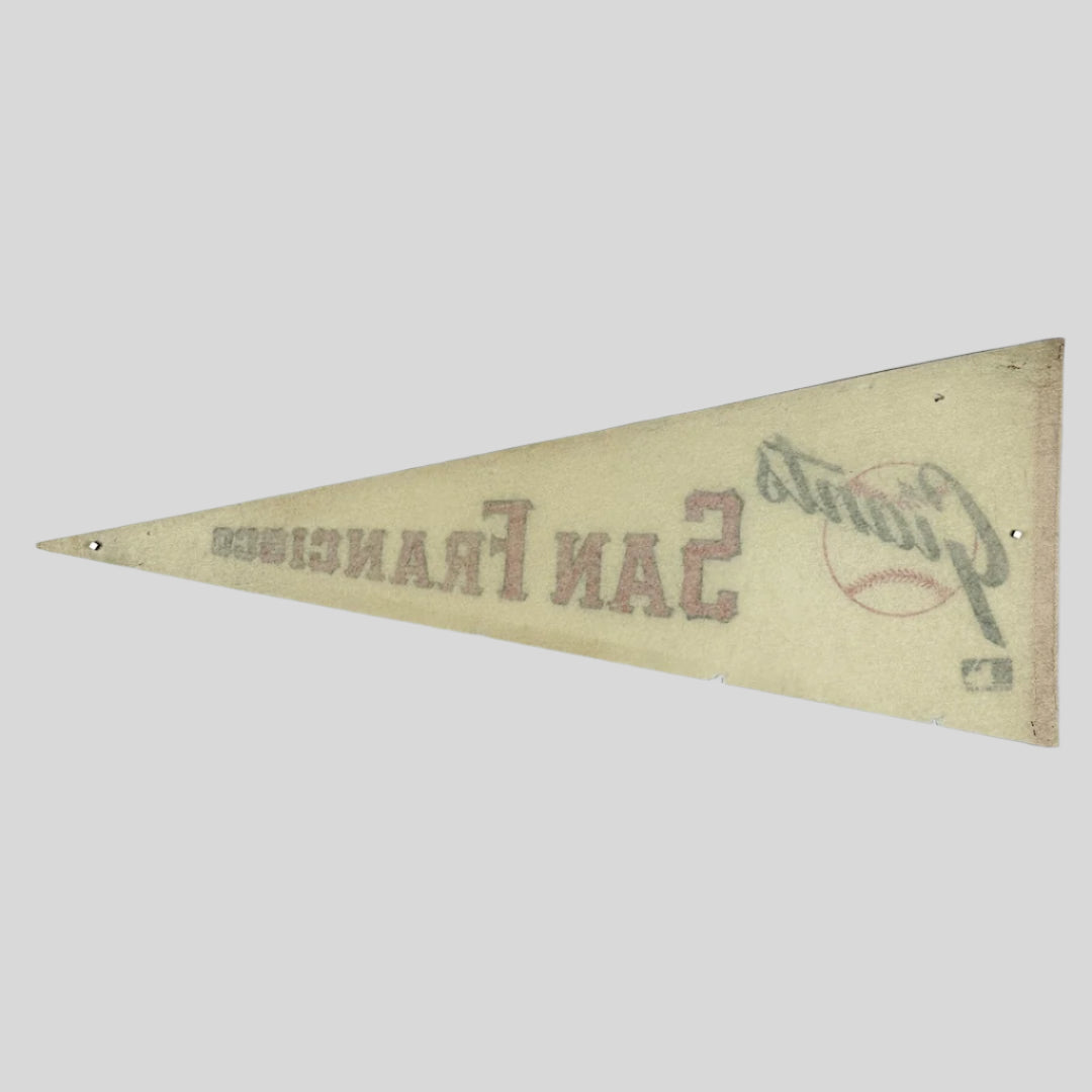 Backside of white pennant.