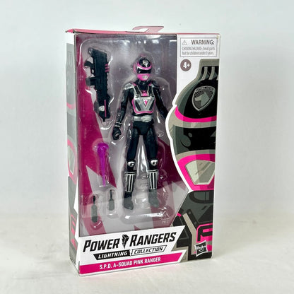 Power Rangers character in black and pink in original retail packaging, photographed on white background. 