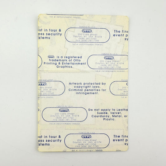 Backside of pass showing intact paper backing and mint condition. 