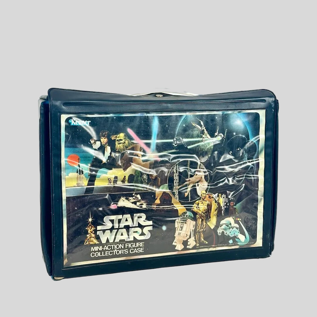 Star Wars collectible figure case with character illustrations on a white background