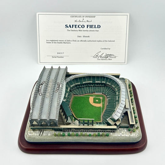 Model of Safeco Field with a certificate of ownership on a white background