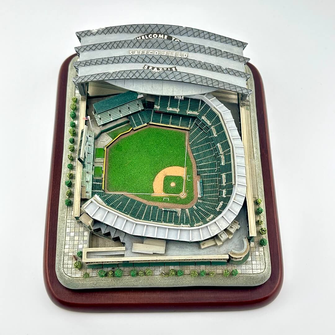 Model of a baseball stadium on a white background