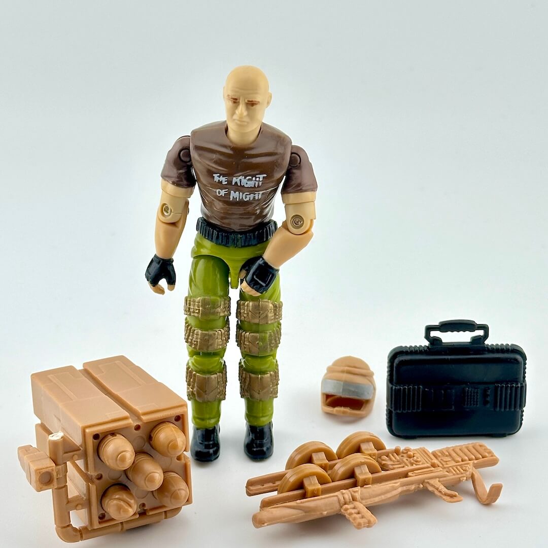 Action figure with accessories on a white background
