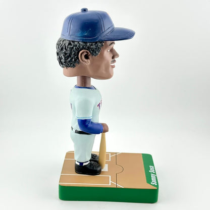 Baseball bobblehead figure with a blue cap and white uniform on a white background