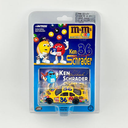 M&M's Racing Team Ken Schrader #36 diecast car in original blister card packaging.