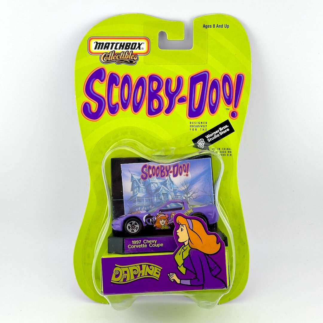 Matchbox Collectible Scooby-Doo! toy Chevy Corvette with Daphne decals in its original blister card packaging.