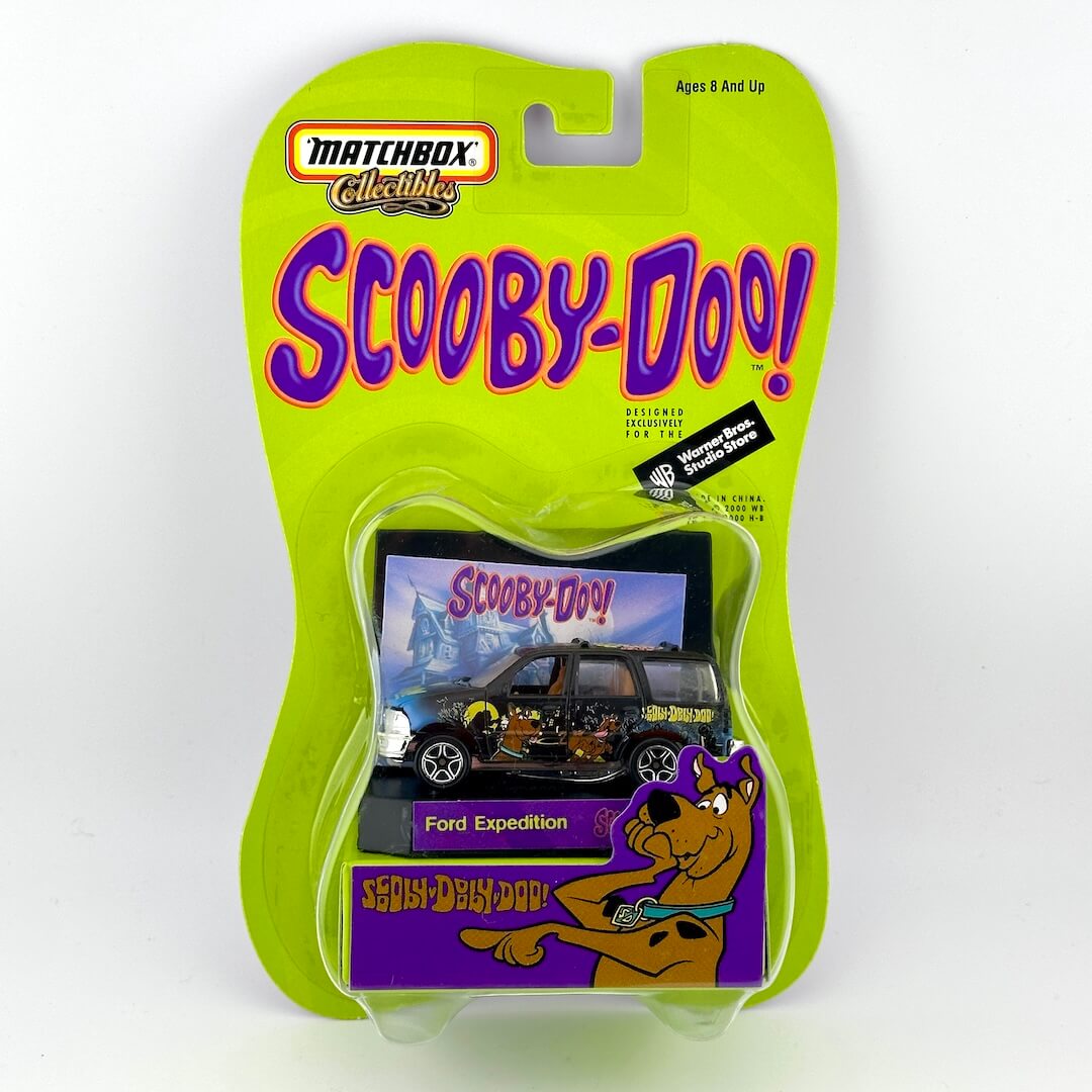 Scooby-Doo! Matchbox diecast Ford Expedition with lime green card back with purple accents. 