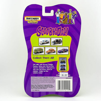 Matchbox Collectible Scooby-Doo! toy car package back, featuring purple carded packaging with Scooby-Doo! branding.