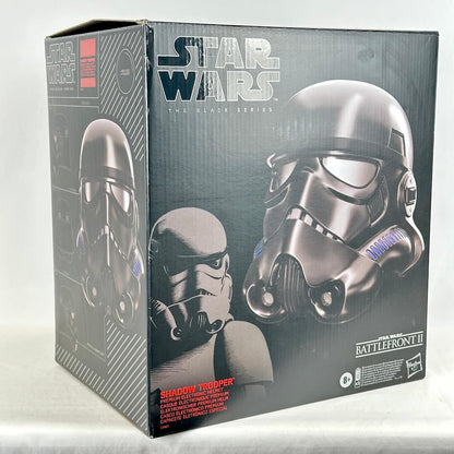 Star Wars The Black Series Shadow Trooper figure box by Hasbro, featuring large printed artwork of the helmet.