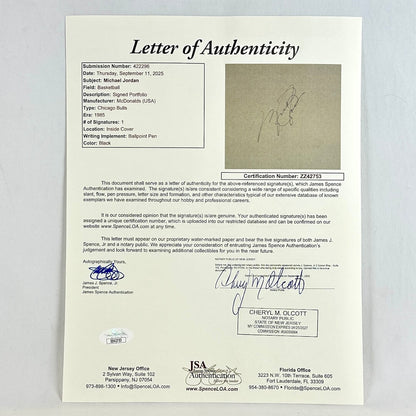 Letter of Authenticity with signatures on a gray background