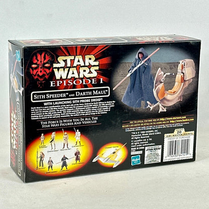 Star Wars Episode I Sith Speeder and Darth Maul toy set packaging on a gray background