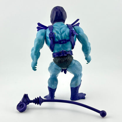 Skeletor action figure with light blue body and dark blue accessories. 