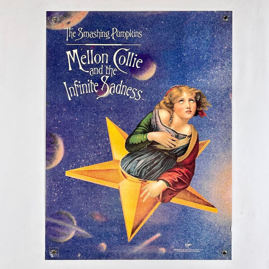 Album cover for 'Mellon Collie and the Infinite Sadness' by The Smashing Pumpkins with a celestial design.