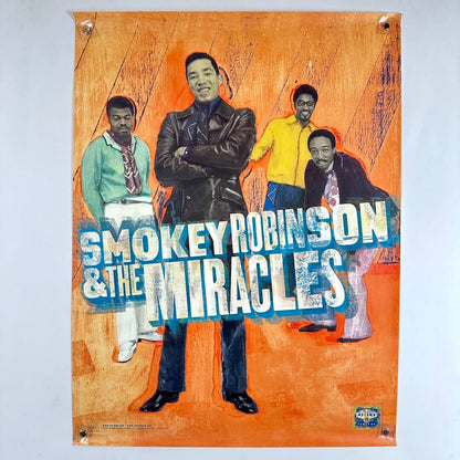 Poster of Smokey Robinson and The Miracles with four men on an orange background