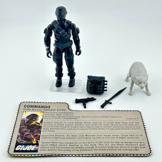 G.I. Joe action figure with accessories and character card on a white background