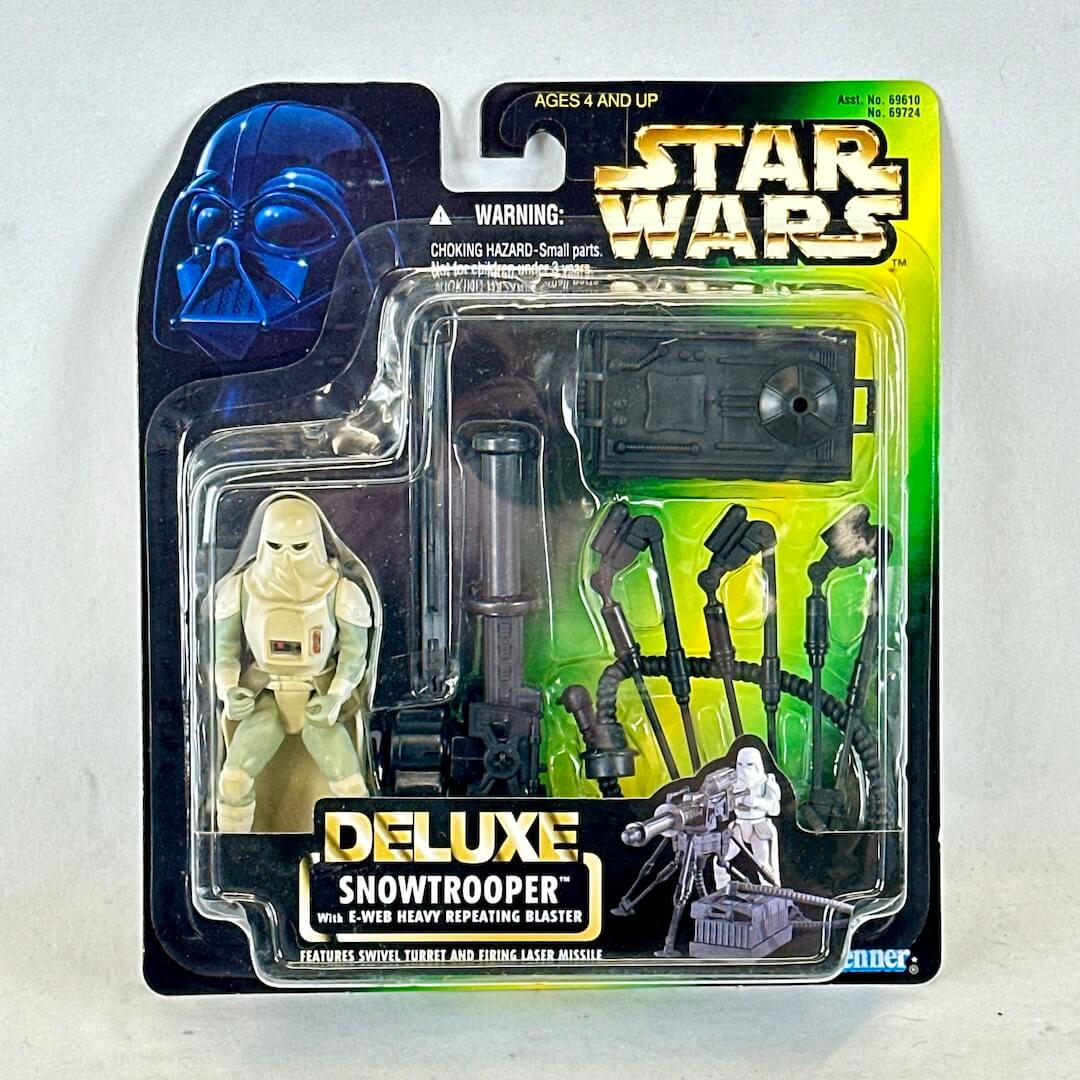 Star Wars Deluxe Snowtrooper action figure in packaging on a white background