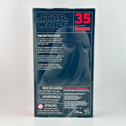 Star Wars  Snowtrooper action figure box, #35, showing the back panel with character artwork, & product details.