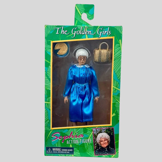 Sophia action figure from Golden Girls by NECA in green box on gray background. 