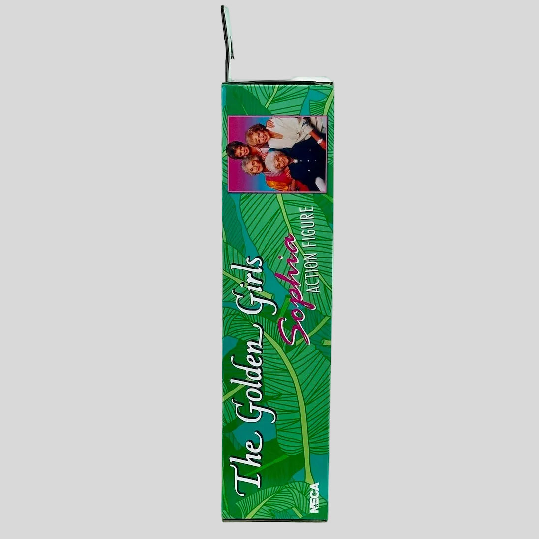 Sophia action figure from Golden Girls by NECA in green box on gray background. 