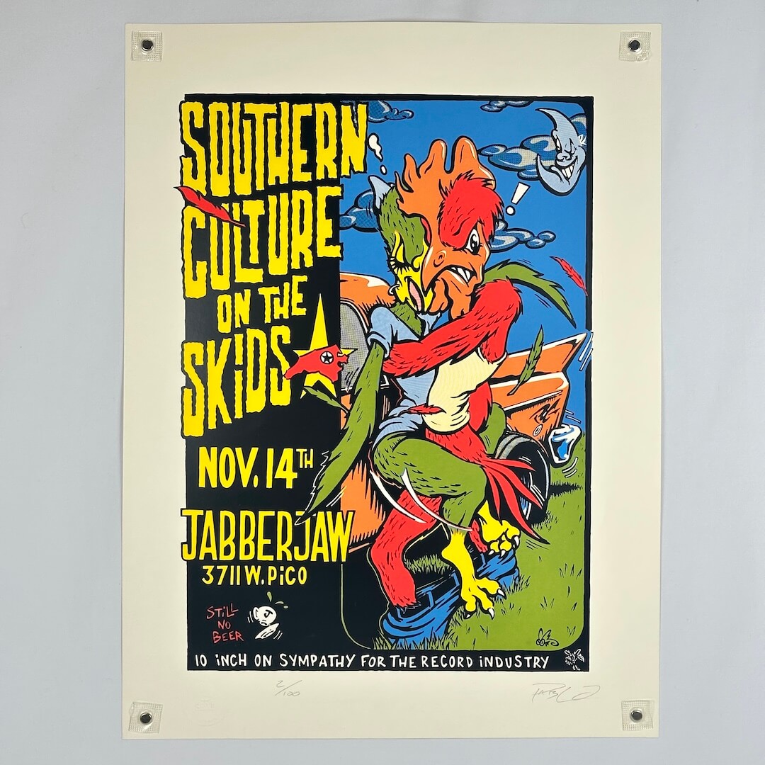Poster for Southern Culture on the Skids concert featuring a colorful illustration of a rooster.