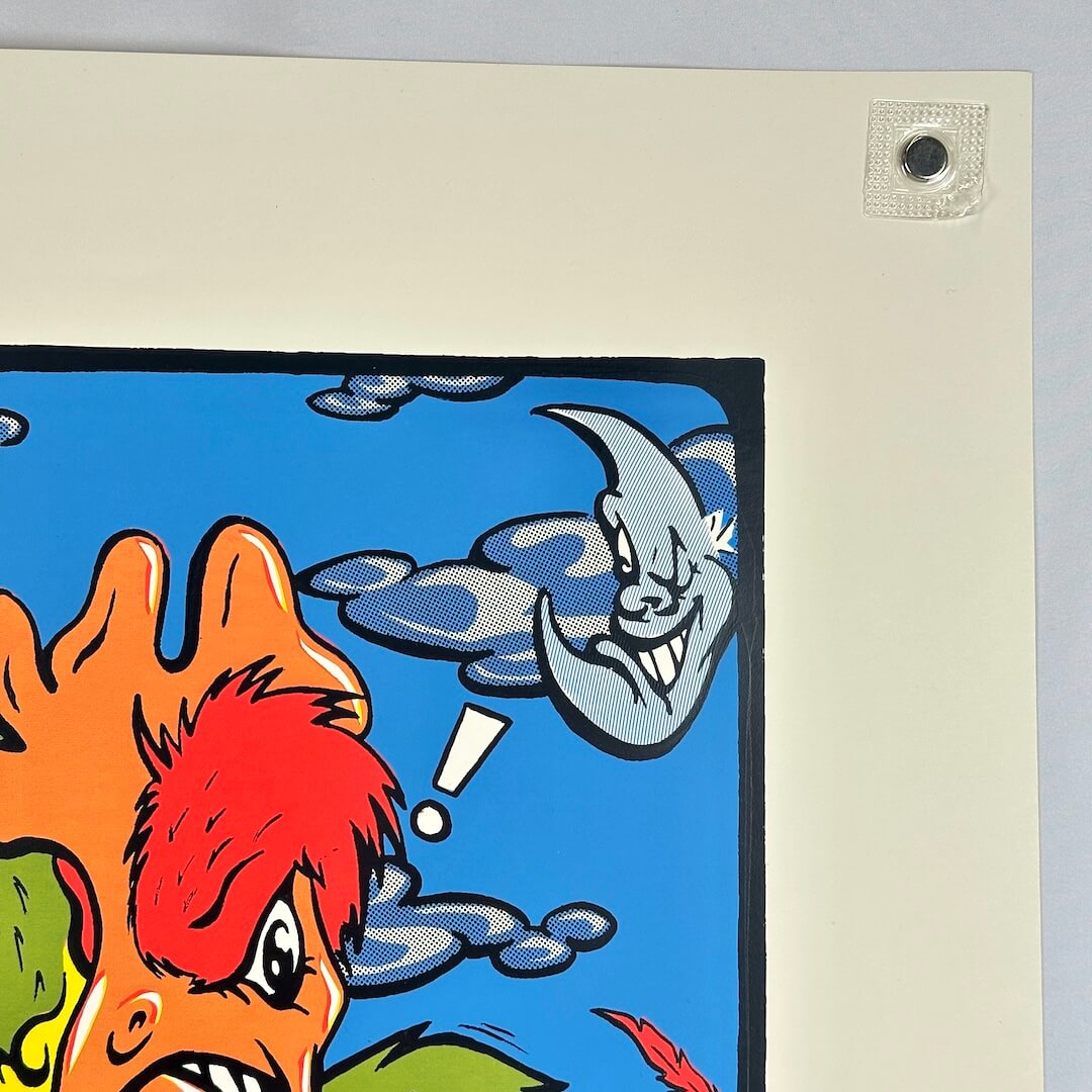 Top right corner of concert poster showing crisp edges and corner. 