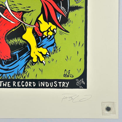 Bottom right corner of concert poster showing crisp edges and corner. 