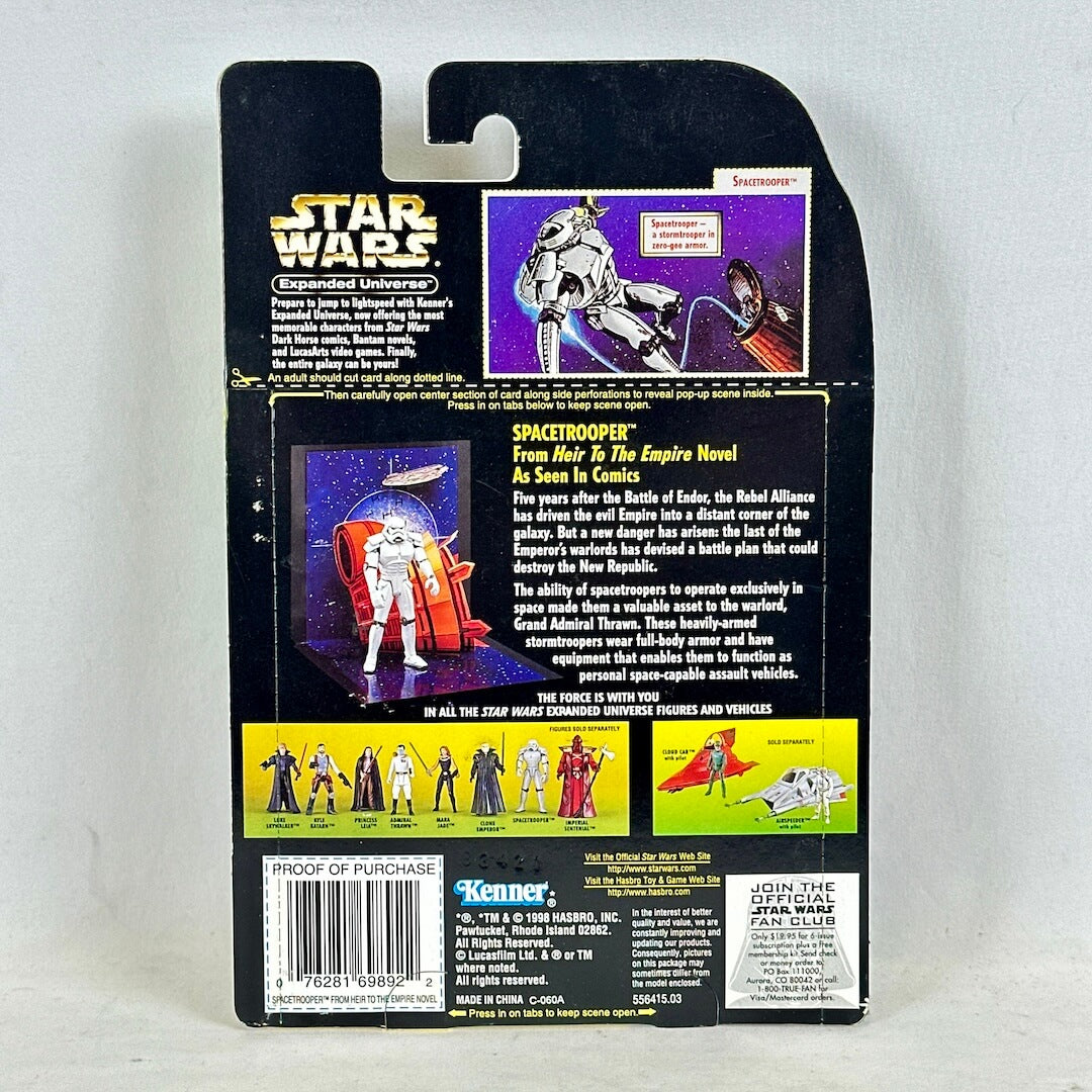 Back of a Star Wars action figure packaging with character illustrations and text.