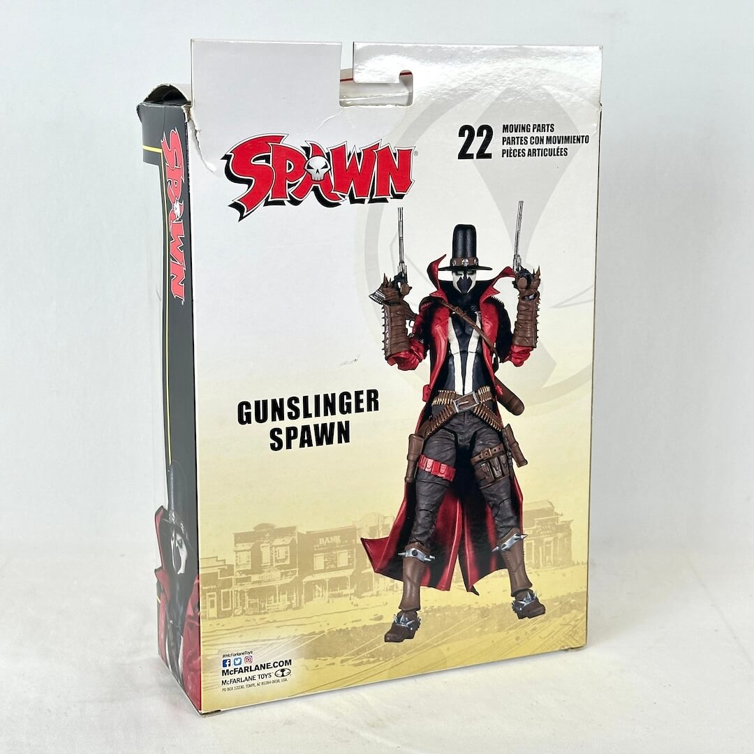 Back view of action figure packaging with image of character and SPAWN logo. 