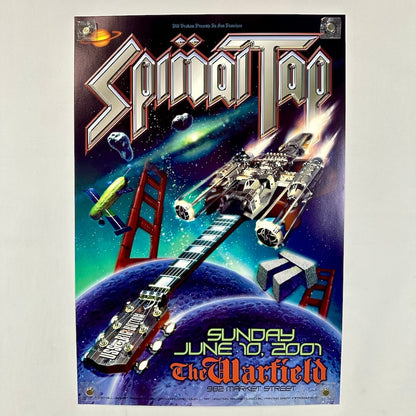 Spinal Tap concert poster with spaceship and guitar design on a space-themed background