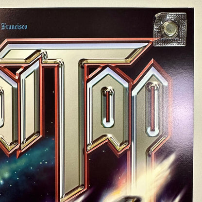 Top right corner of poster with crisp corner and clean edges. 