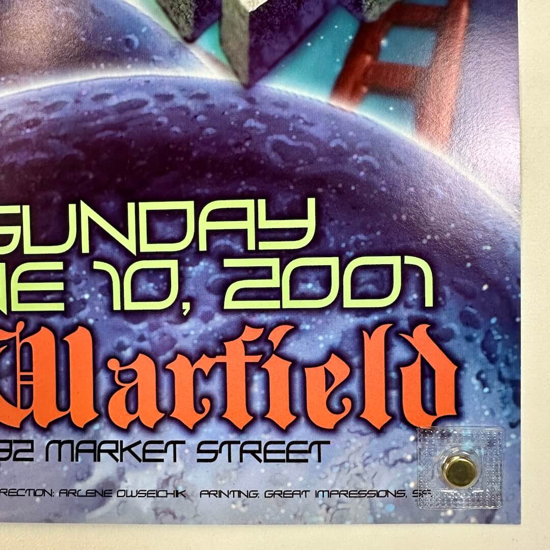 Bottom right corner of poster with crisp corner and clean edges. 