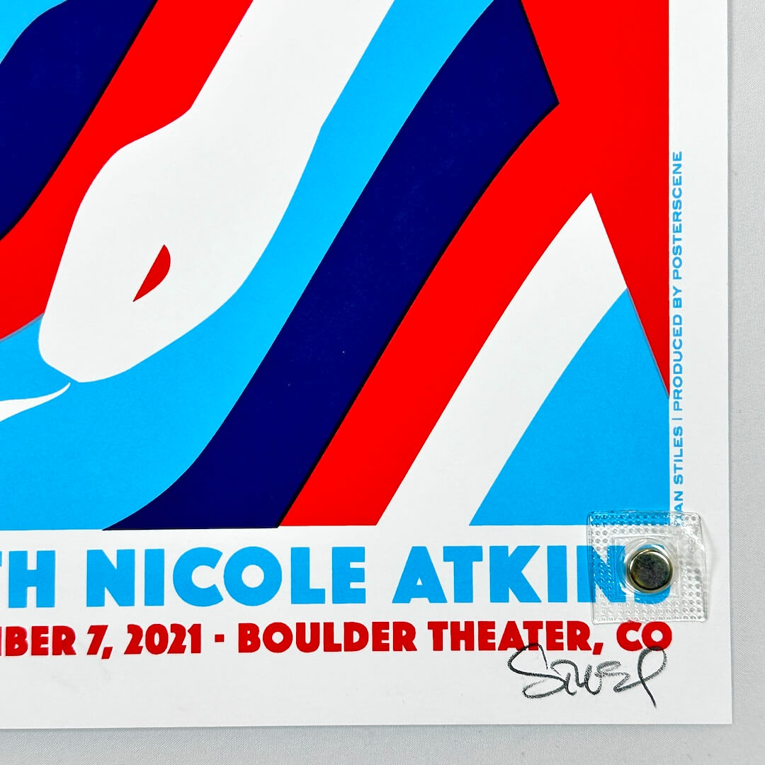 Bottom right corner of poster in mint condition with artist signature in pencil. 