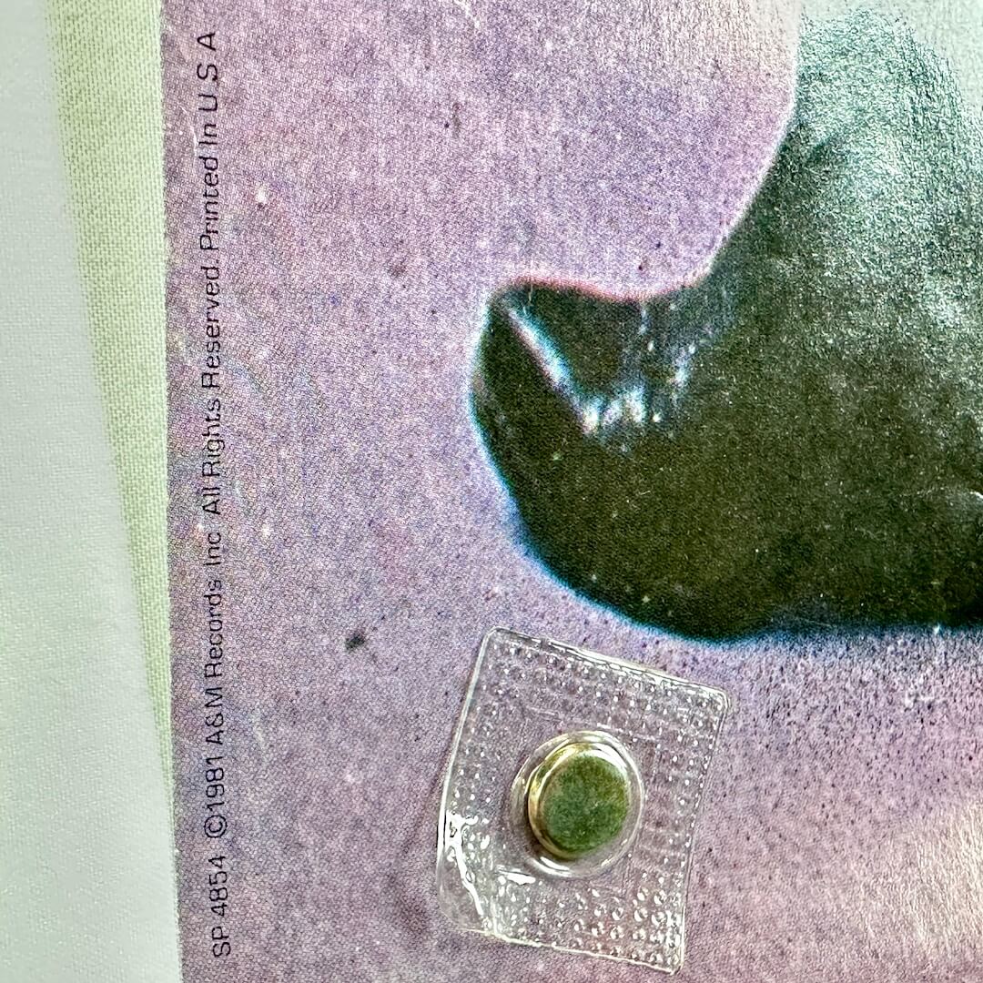 Close up of record company information