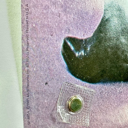 Close up of record company information