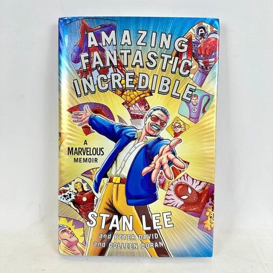 Book cover of 'Amazing Fantastic Incredible' by Stan Lee with colorful design on a white background