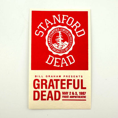 Ticket for Grateful Dead concert at Stanford University with red and beige design.