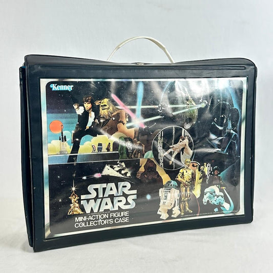Star Wars Action Figure Collector's Case, featuring black plastic and a front window displaying classic Star Wars artwork.