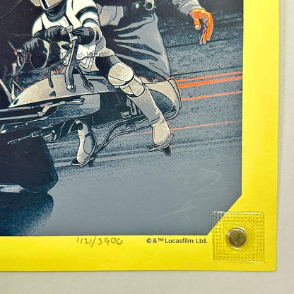 Bottom right corner of poster with penciled poster number and no visible damage. 