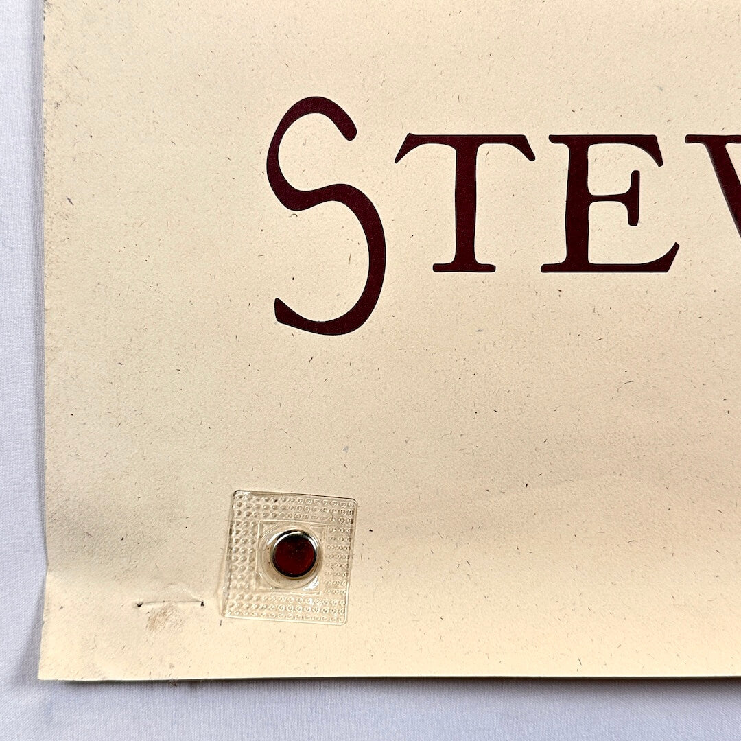 Bottom left corner of poster with pin holes and some edge wear.