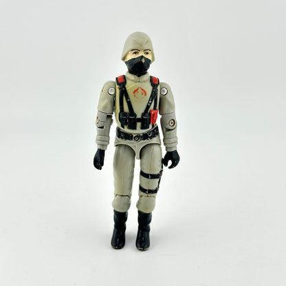 Action figure in a gray suit with black mask on a white background