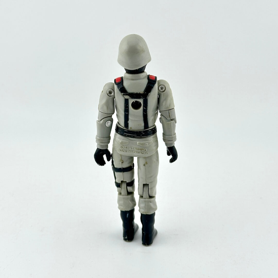 Figure in a detailed space suit on a white background