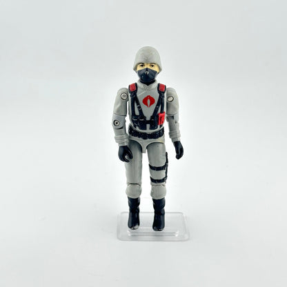 GI Joe action figure in gray flight suit against white background. 