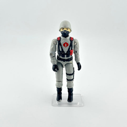 GI Joe action figure in gray flight suit against white background. 
